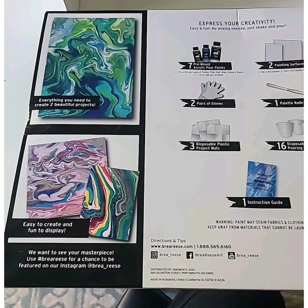 Brea Reese Acrylic Pouring Project Kit 34 Pieces Complete NEW